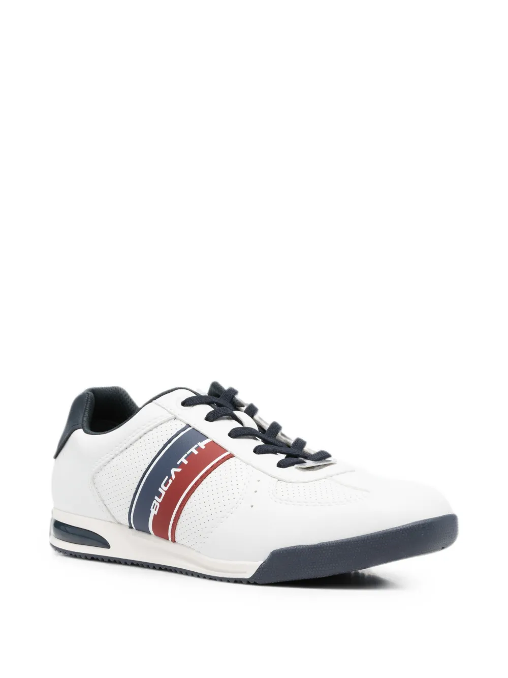 Bugatti perforated-detail logo-print sneakers Wit
