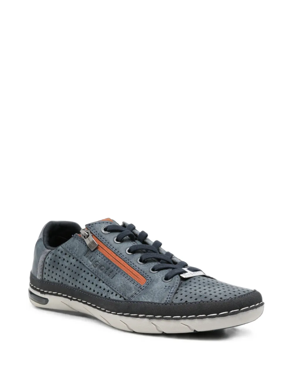 Bugatti perforated side-zip sneakers Blauw