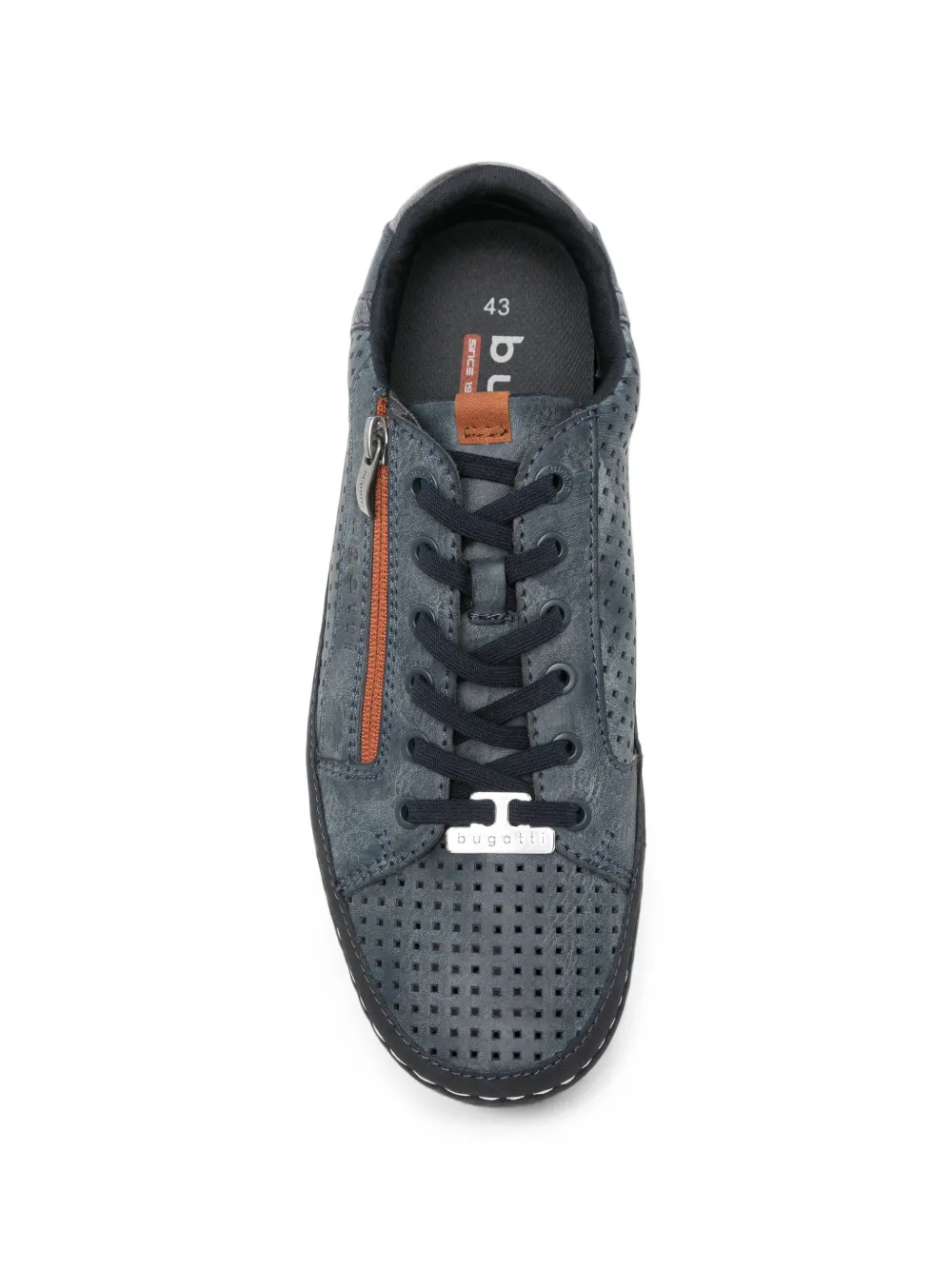 Bugatti perforated side-zip sneakers Blauw