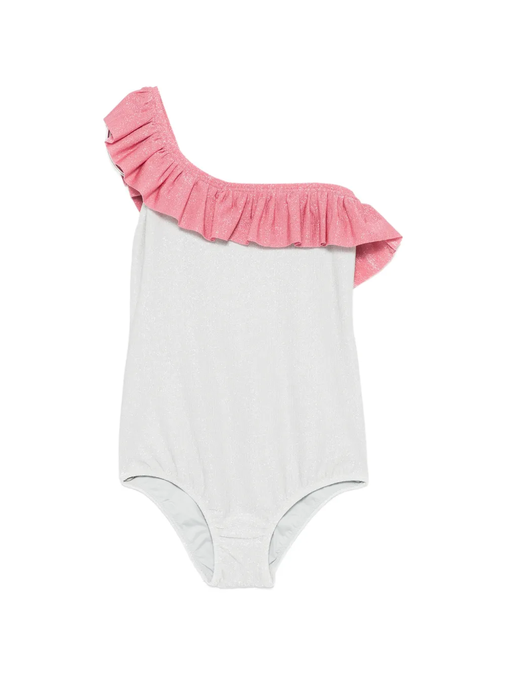 MC2 Saint Barth Kids Carin ruffled one-shoulder swimsuit - Argento