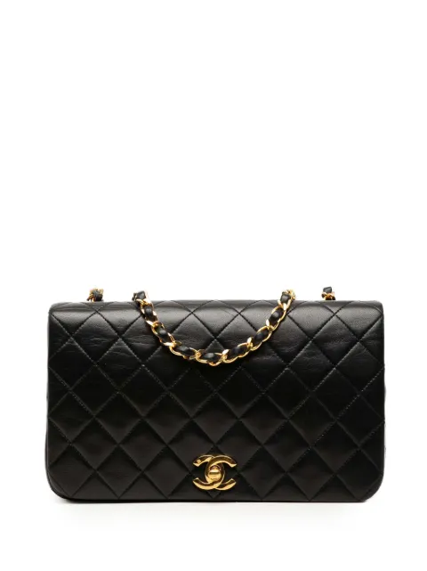 CHANEL Pre-Owned mellemstor quiltet crossbody-taske i lammeskind med flaplukning fra 1989-1991