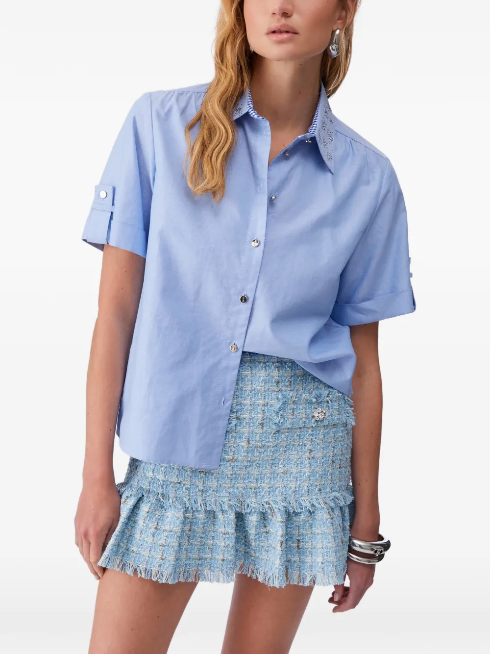 LIU JO Verfraaide Oxford blouse Blauw