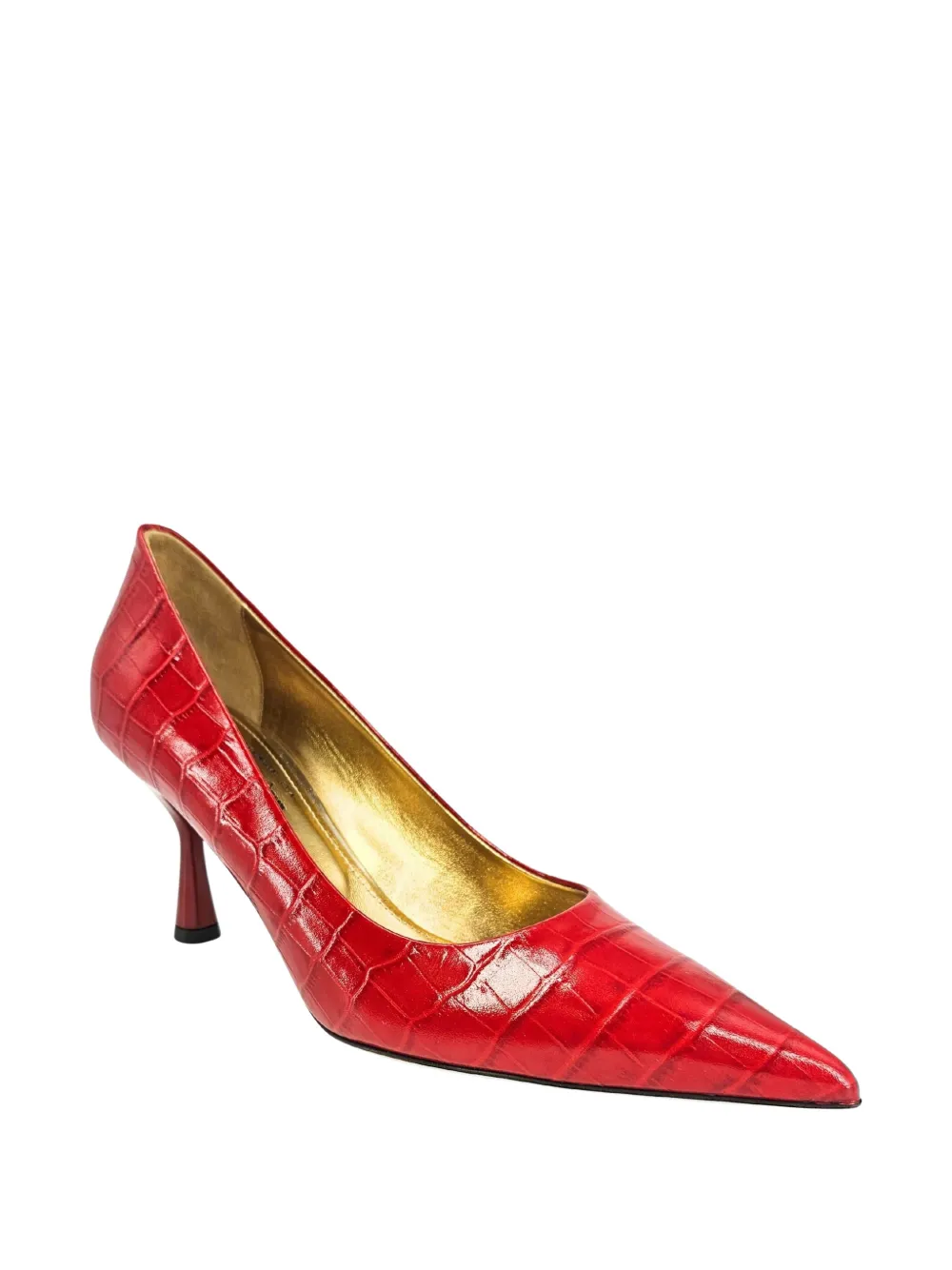 Madison.Maison Annuccia leather croc-effect pumps Rood