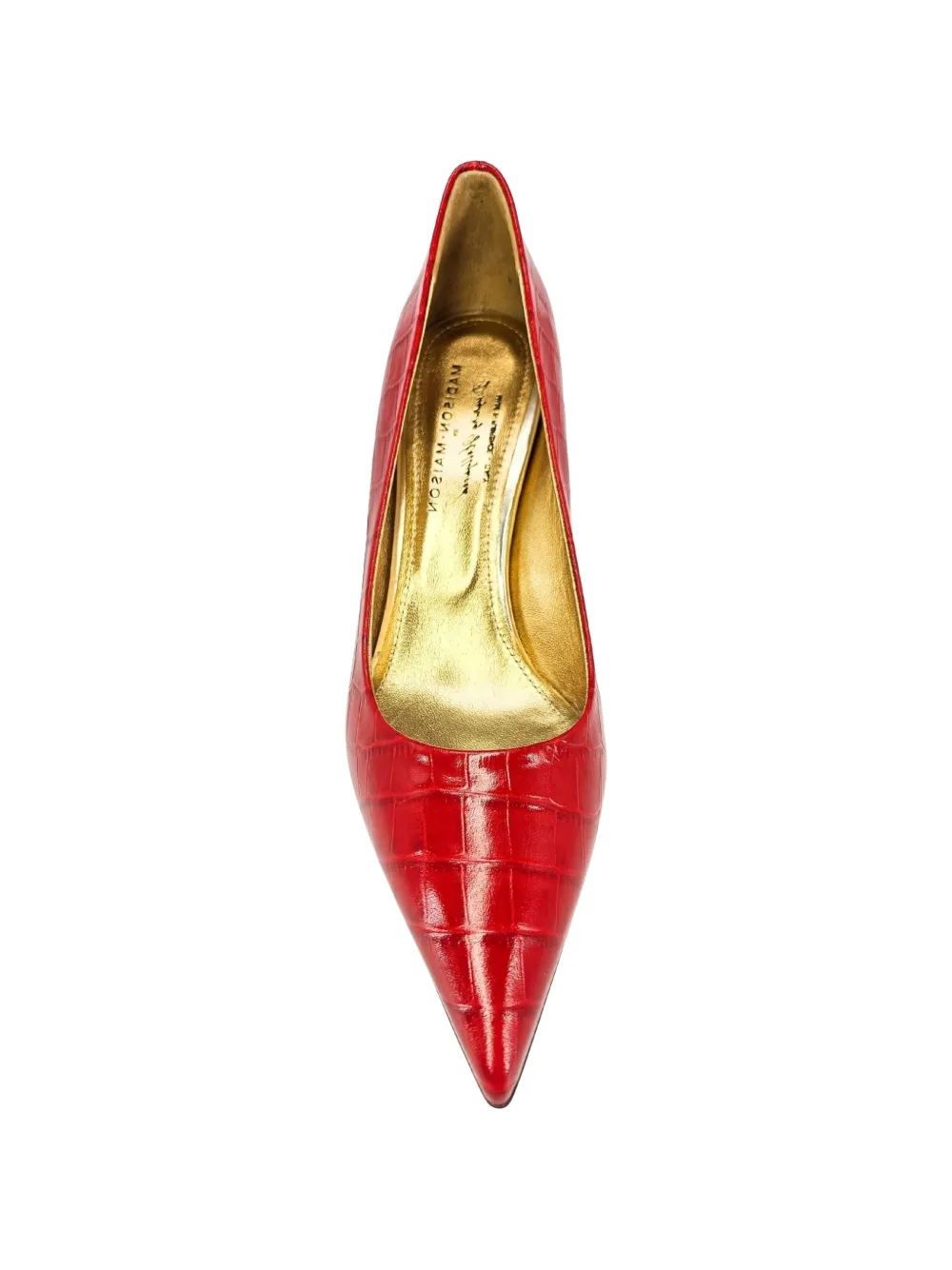 Madison.Maison Annuccia leather croc-effect pumps Rood