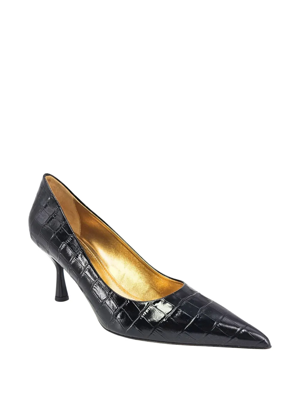 Madison.Maison Annuccia leather croc-effect pumps Zwart