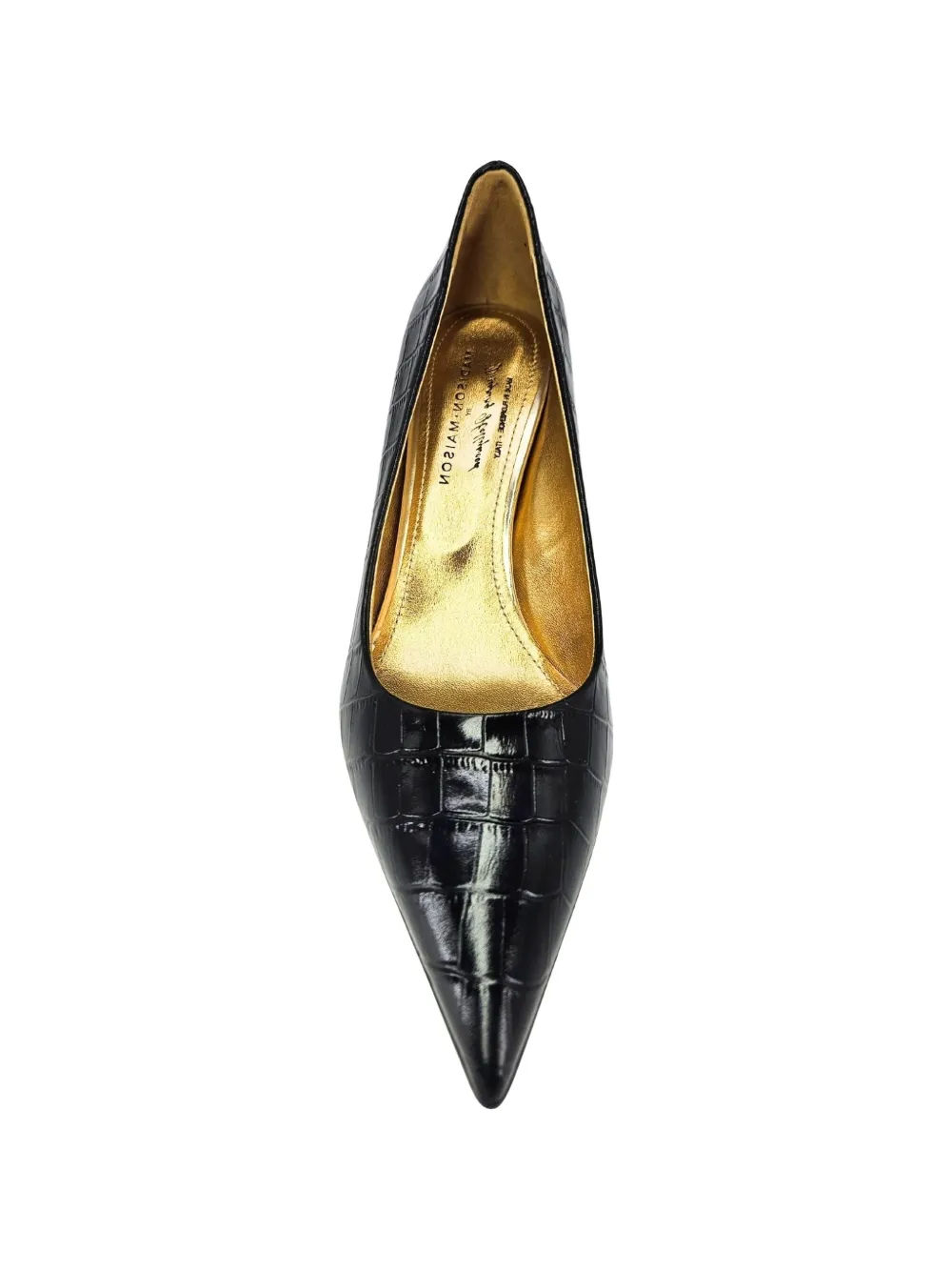 Madison.Maison Annuccia leather croc-effect pumps Zwart