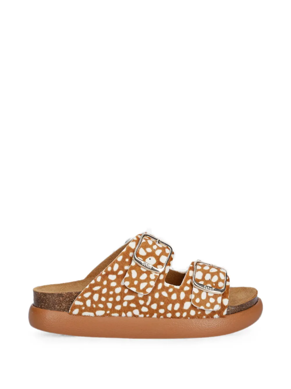 Scholl buckle-fastening animal-print slides Oranje
