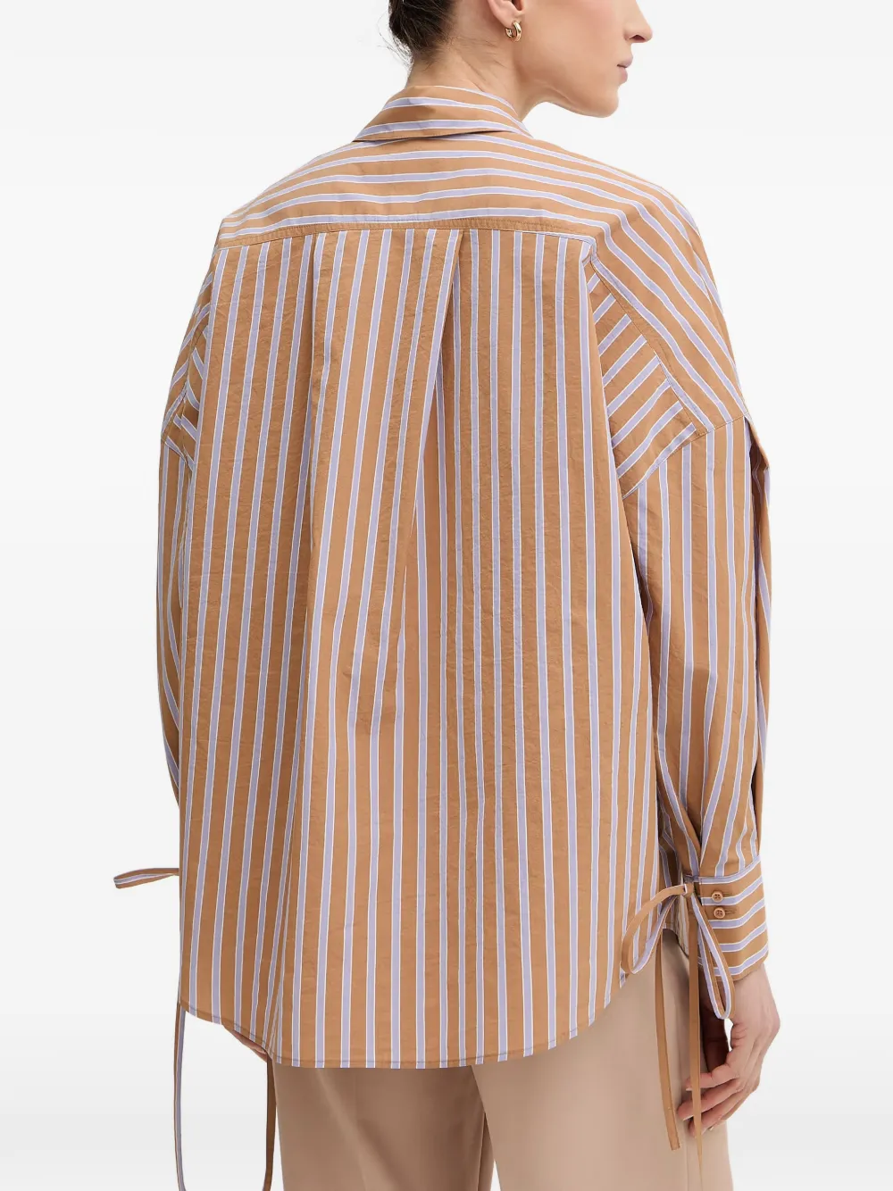 Sessùn Armando gestreepte blouse met gestrikte manchetten Oranje