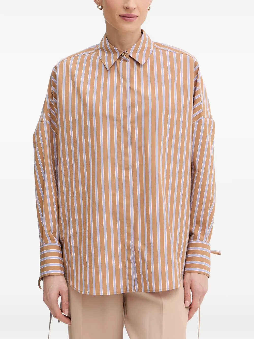 Sessùn Armando striped tie-cuff shirt - Arancione
