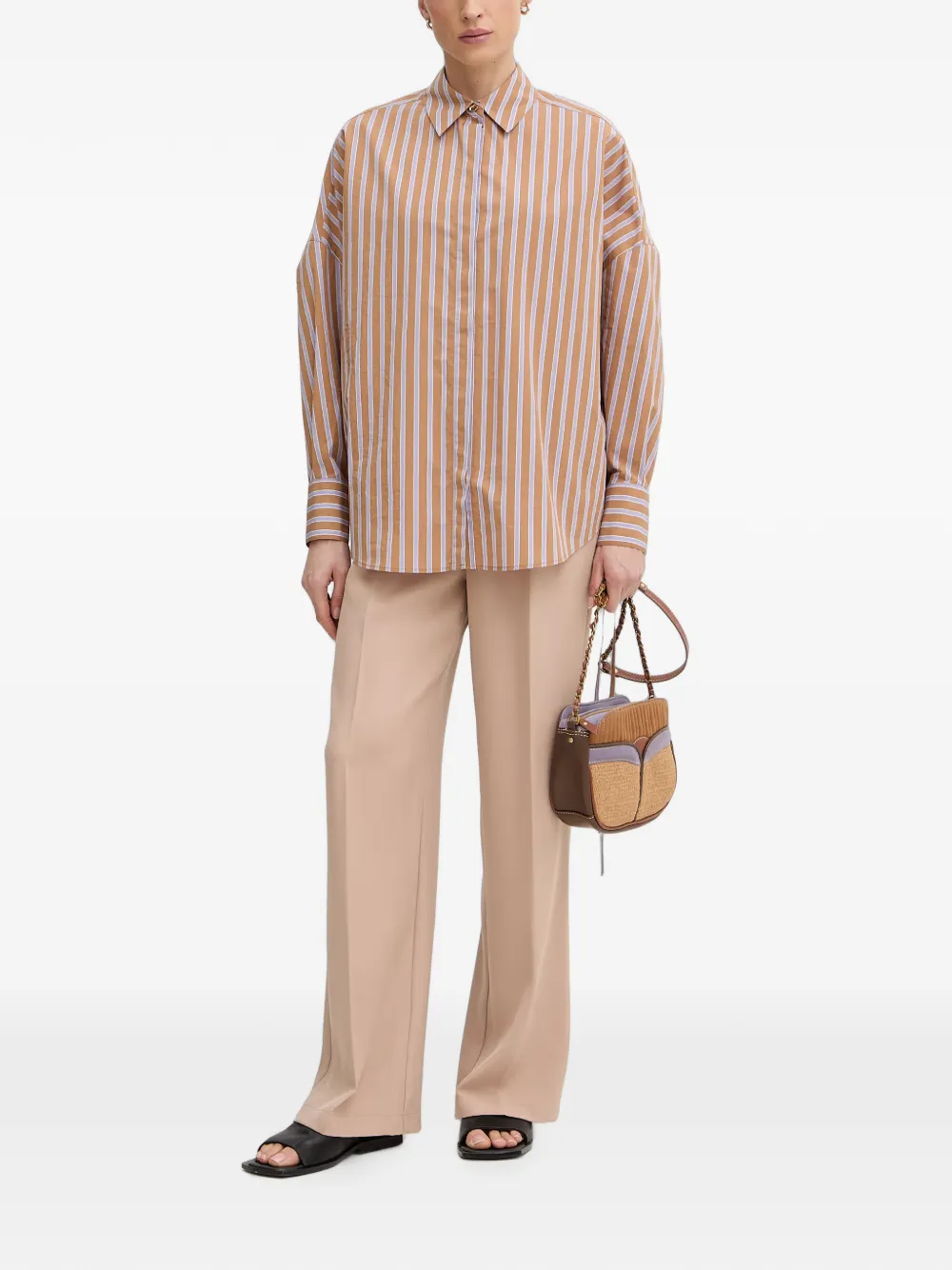 Sessùn Armando gestreepte blouse met gestrikte manchetten Oranje