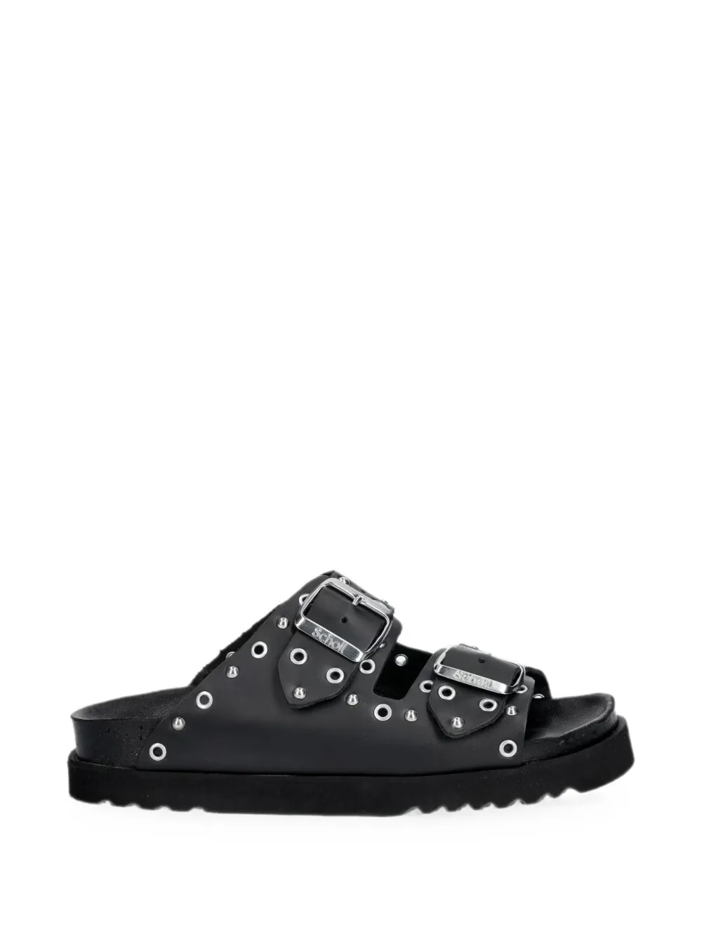 Scholl Beatriz Ring eyelet-embellished studded slides Zwart