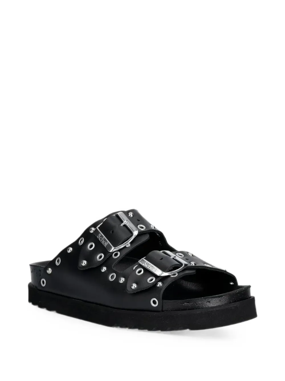 Scholl Beatriz Ring eyelet-embellished studded slides Zwart