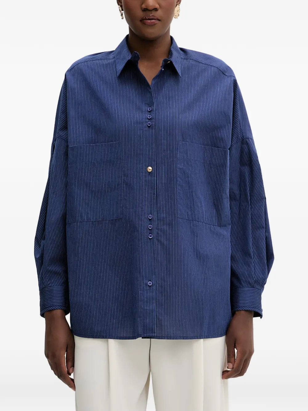 Sessùn Fontania pinstripe-pattern long-sleeve shirt - Blau