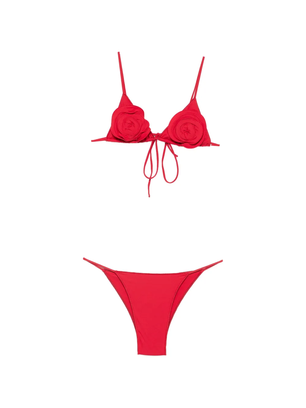 La Reveche Sanya floral-appliqué bikini - Rosso