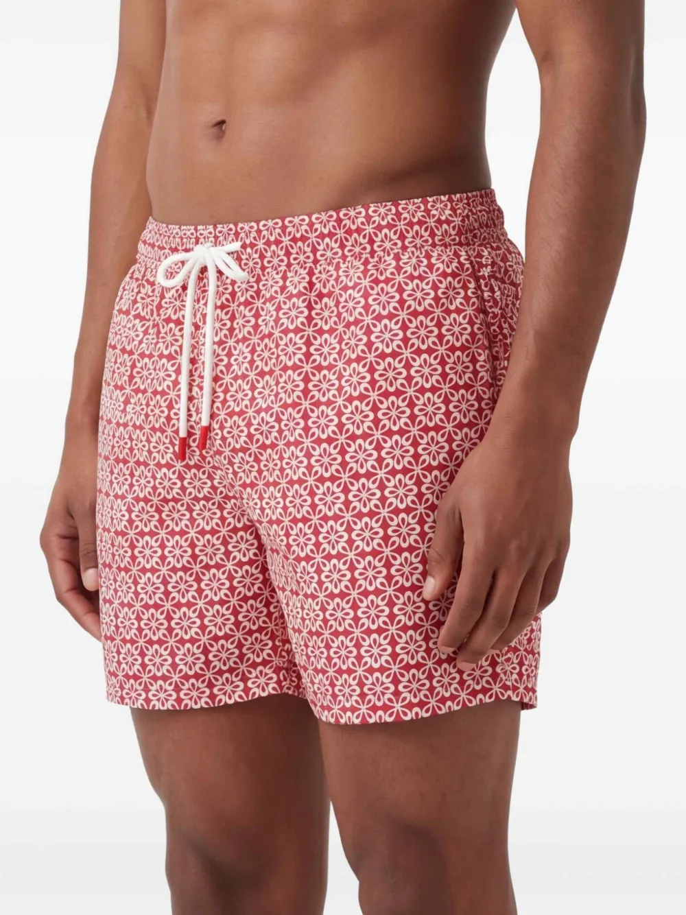 Kiton Zwembroek met bloemenprint Rood