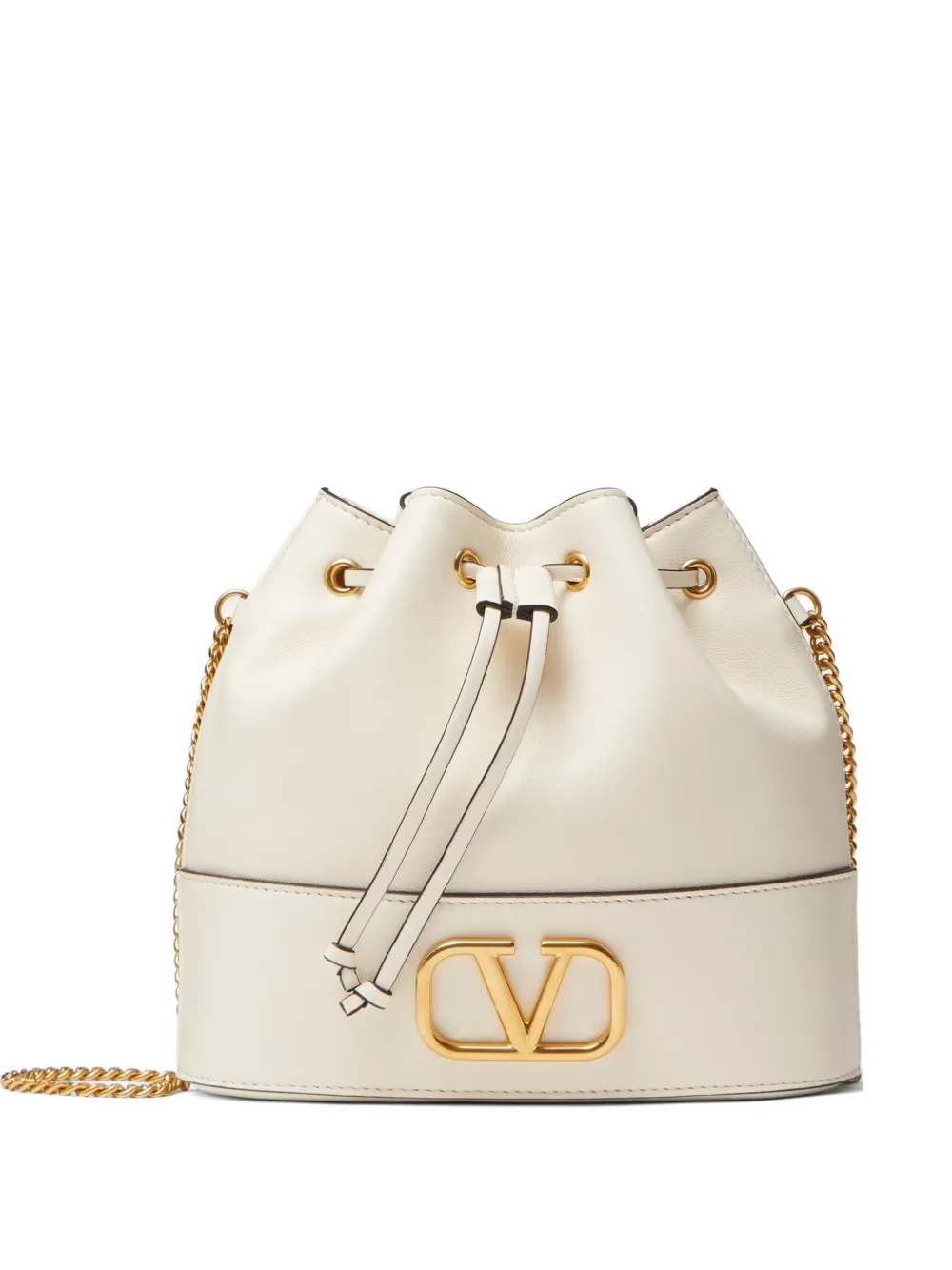 Valentino Garavani mini VLogo signature bucket bag in nappa leather - Toni neutri