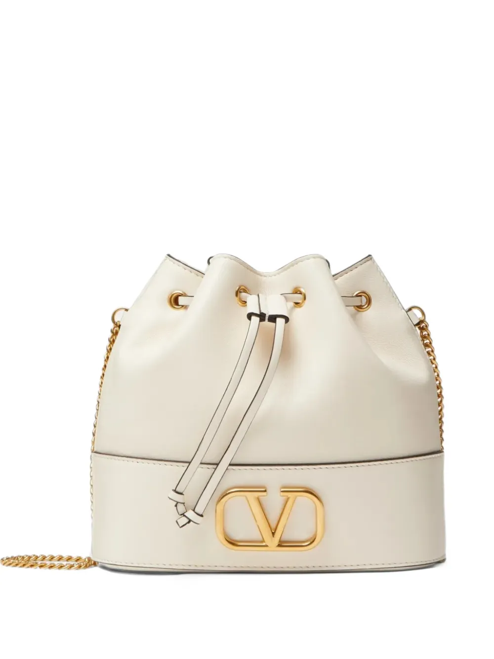 Valentino Garavani mini VLogo signature bucket bag in nappa leather - Nude
