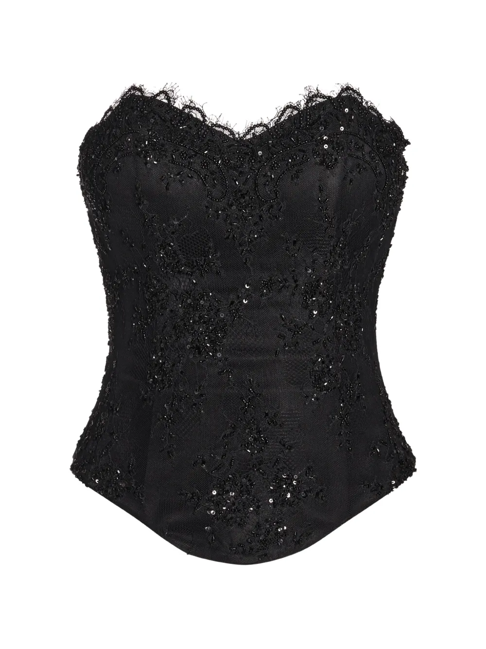 ALEXIA & ANTONIA embellished lace sweetheart-neck corset - Nero