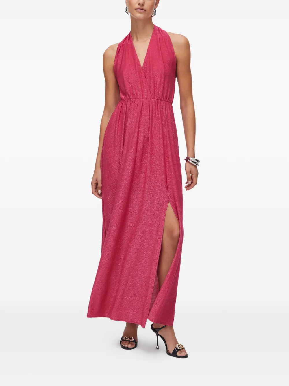 LIU JO lurex V-neck maxi dress - Rosa