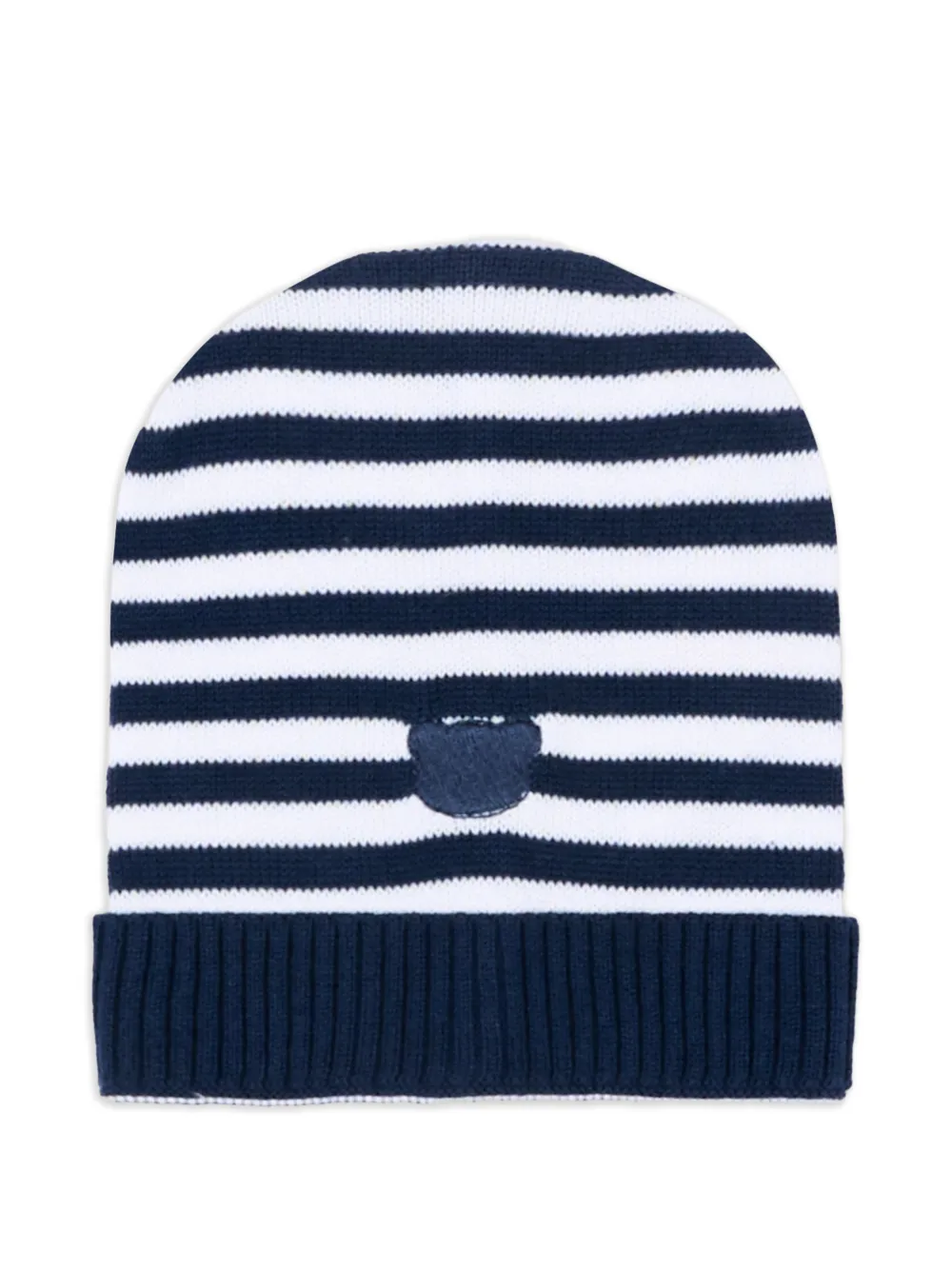 NANAN striped teddy-patch beanie hat - Blu