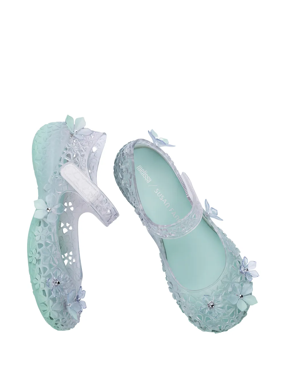 Melissa x Susan Fang Luna Bloom floral-appliqué ballet flats Groen