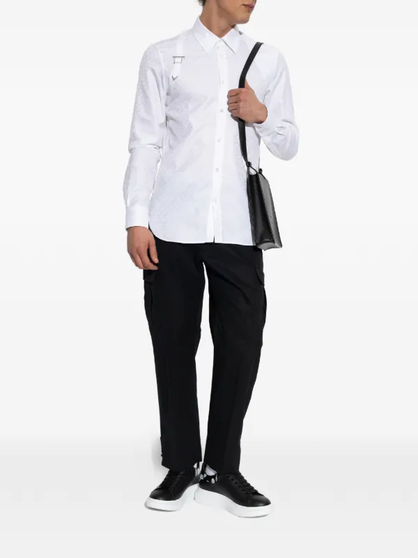 dress shirt with harness McQueen Men's Harness Sport Shirt W/ Strap - Black