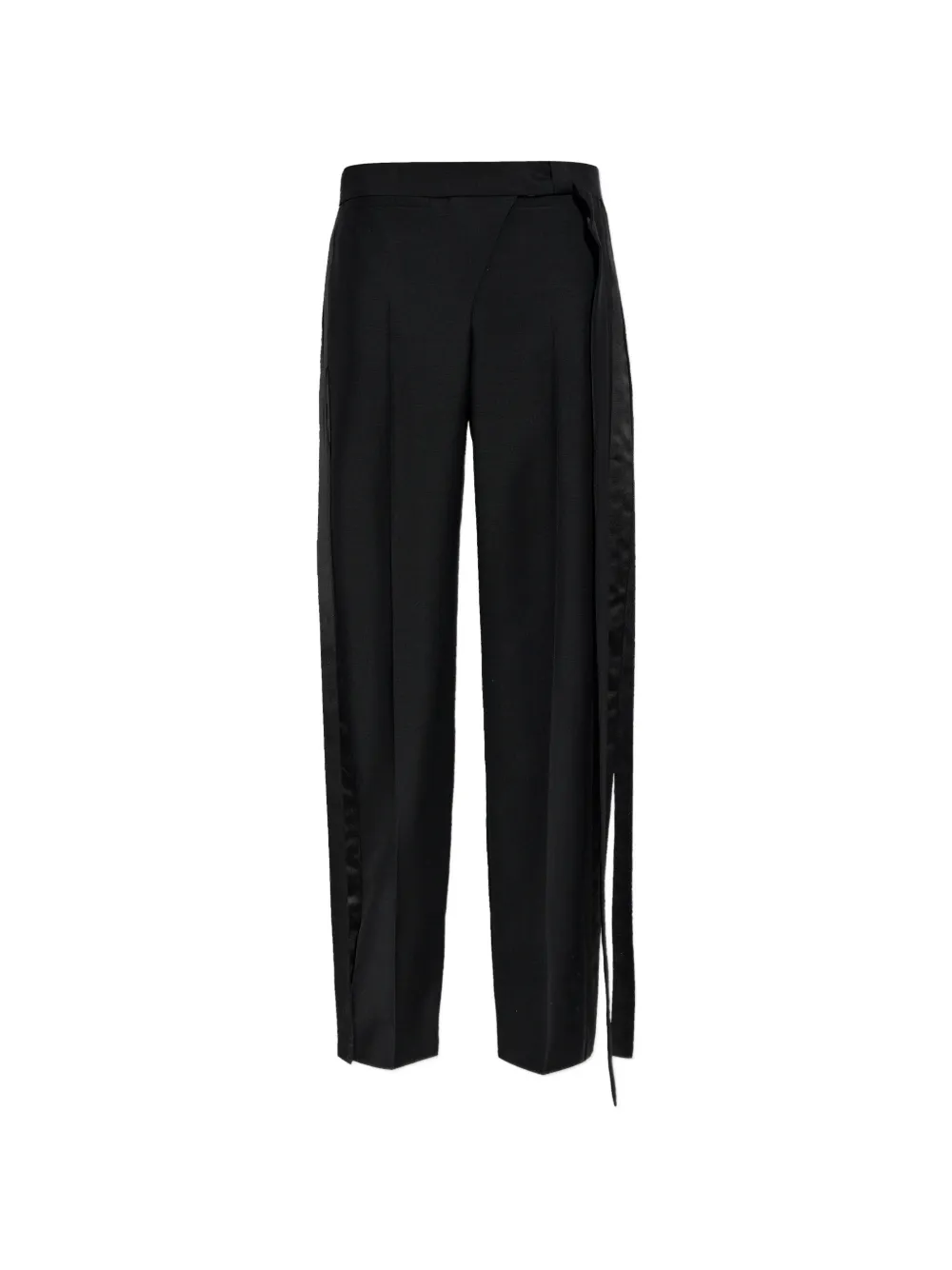 Alexander McQueen satin-trim draped trousers - Nero