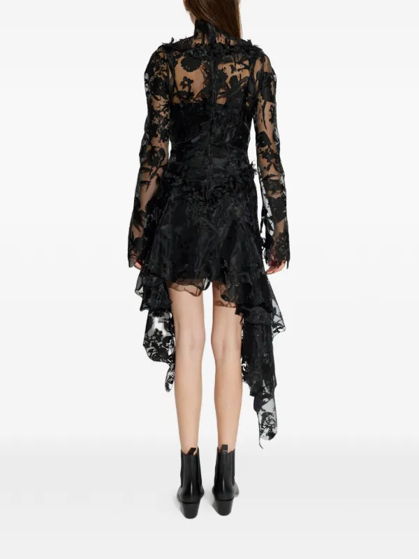 Alexander McQueen Ruffled Asymmetric Dress | Black | FARFETCH