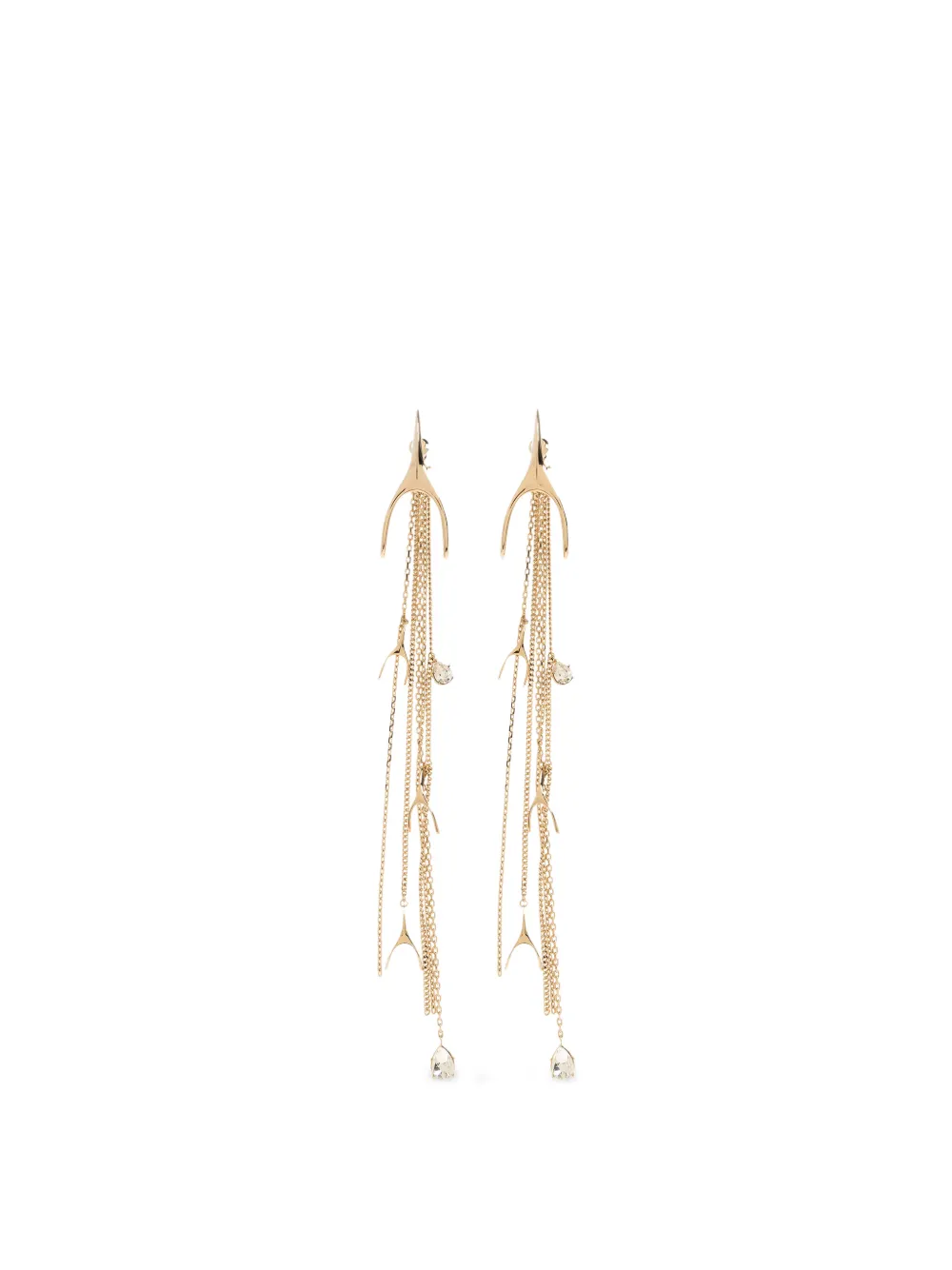 Alexander McQueen Wishbone crystal-embellished drop earrings - Oro