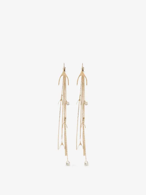 Alexander McQueen Wishbone crystal-embellished drop earrings