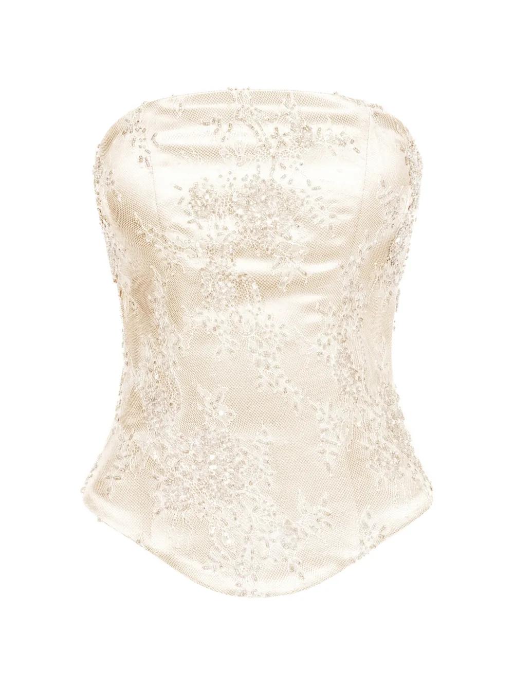 ALEXIA & ANTONIA embellished lace top - Neutrals