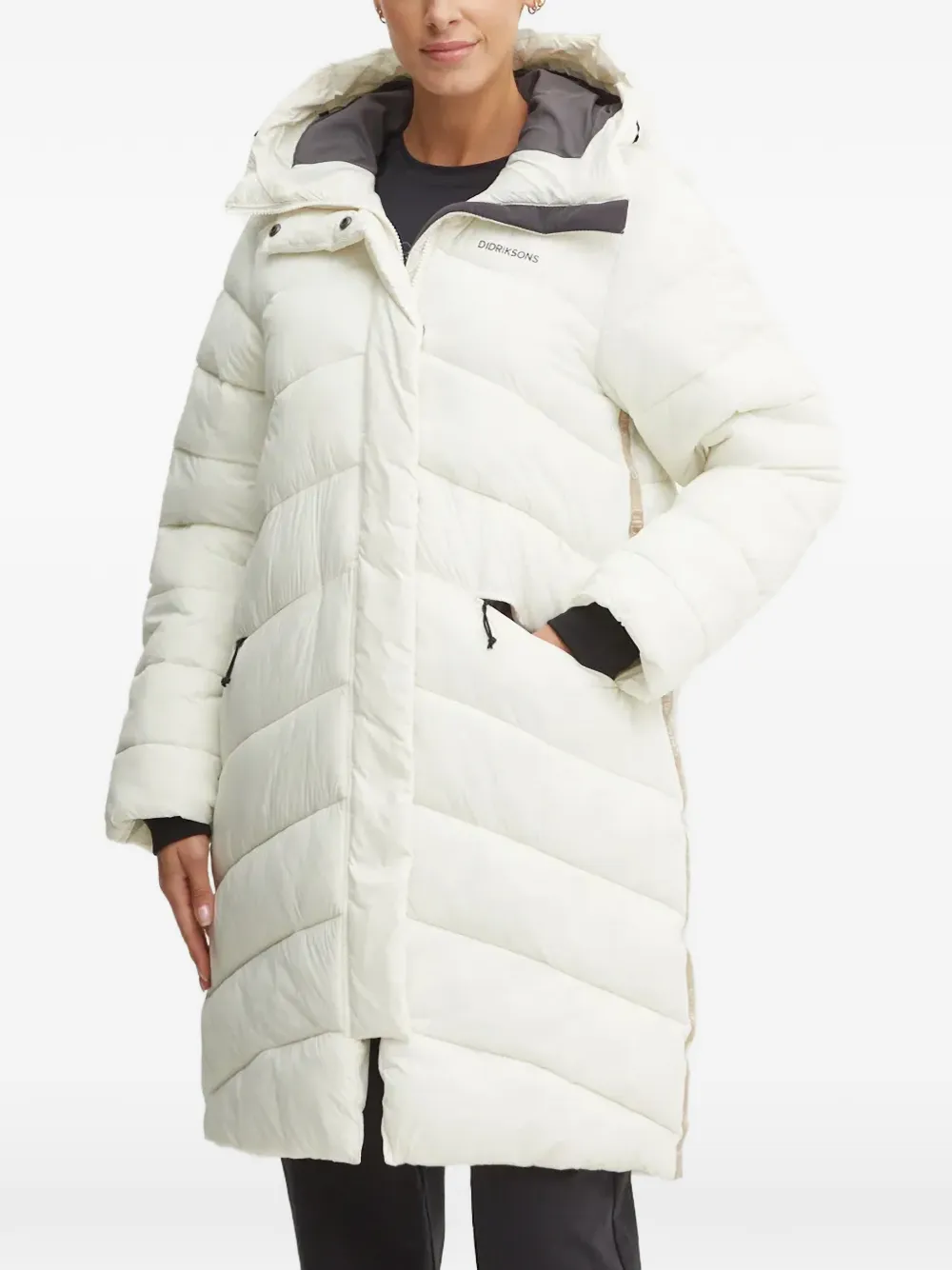Didriksons Marion quilted hooded jacket Wit