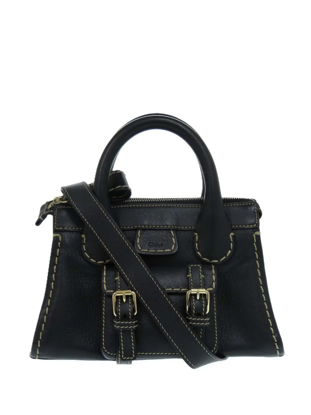 Chloé Pre-Owned 2021-2025 Mini Buffalo Leather Edith Day satchel - Nero