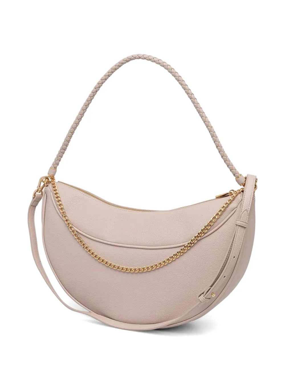 TWINSET Shopper met gevlochten handgreep en schakelketting Beige