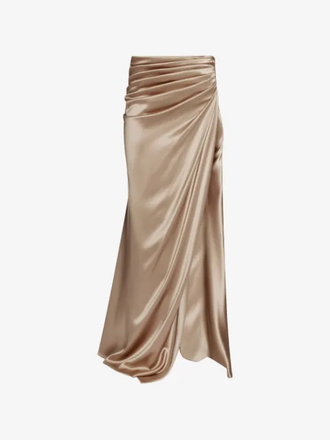 ALEXIA & ANTONIA draped side-slit maxi skirt
