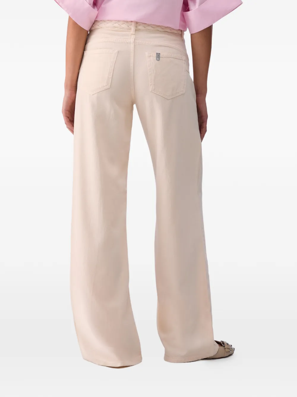 LIU JO Flared broek met gevlochten ceintuur Beige