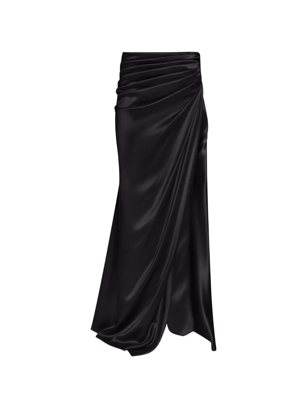 ALEXIA & ANTONIA draped side-slit maxi skirt - Nero