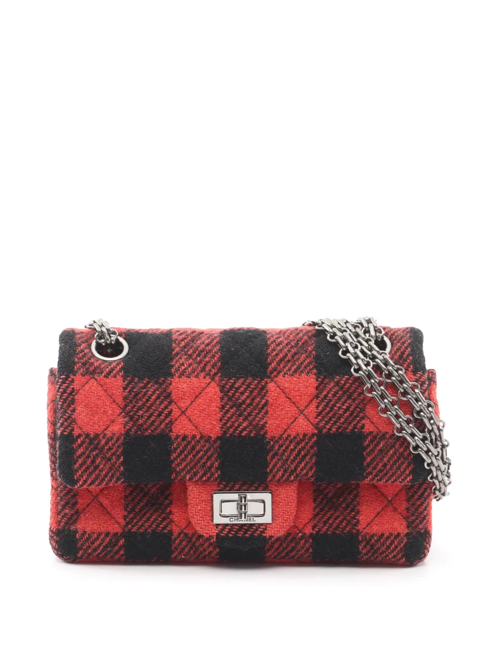 CHANEL Pre-Owned 2015-2016 Quilted Tweed Reissue 2.55 Double Flap 225 shoulder bag - Rosso