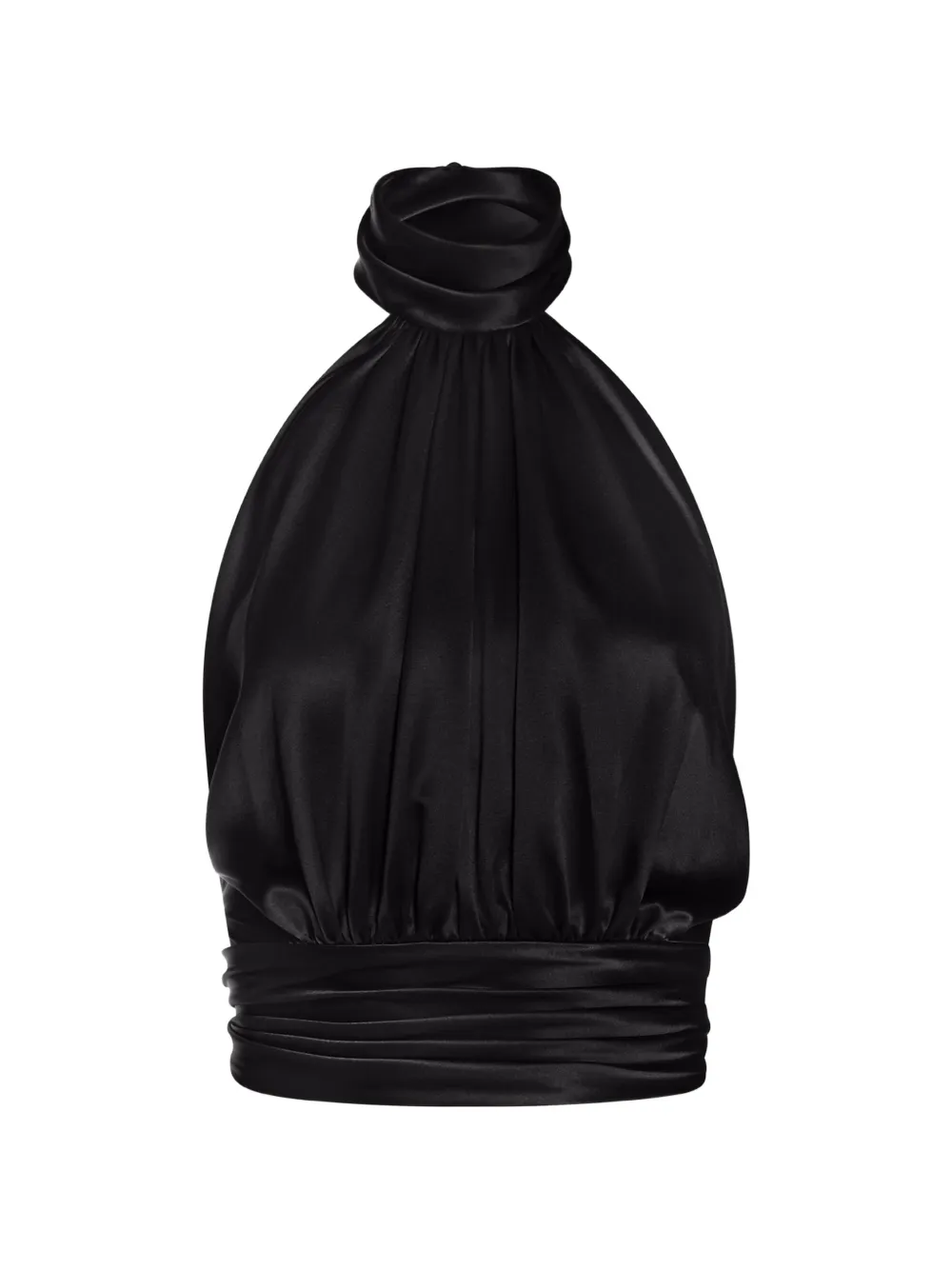 ALEXIA & ANTONIA draped halter silk blouse - Nero