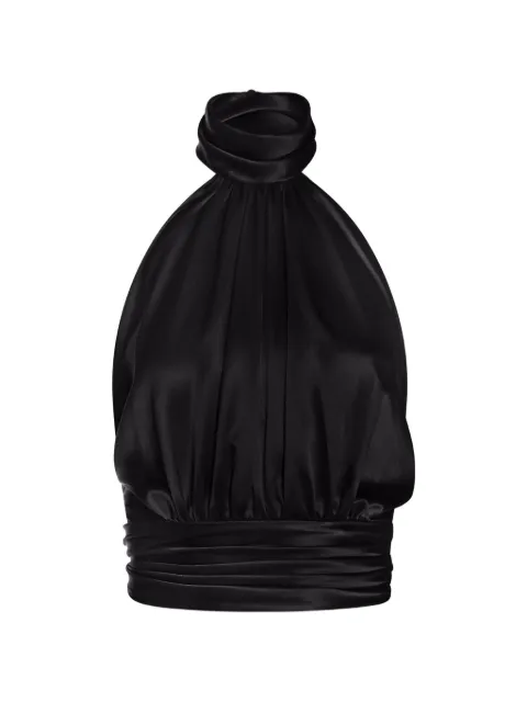 ALEXIA & ANTONIA draped halter silk blouse