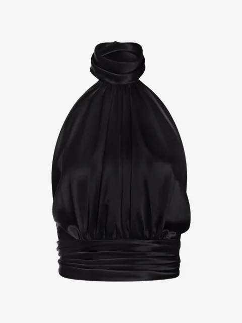 ALEXIA & ANTONIA draped halter silk blouse