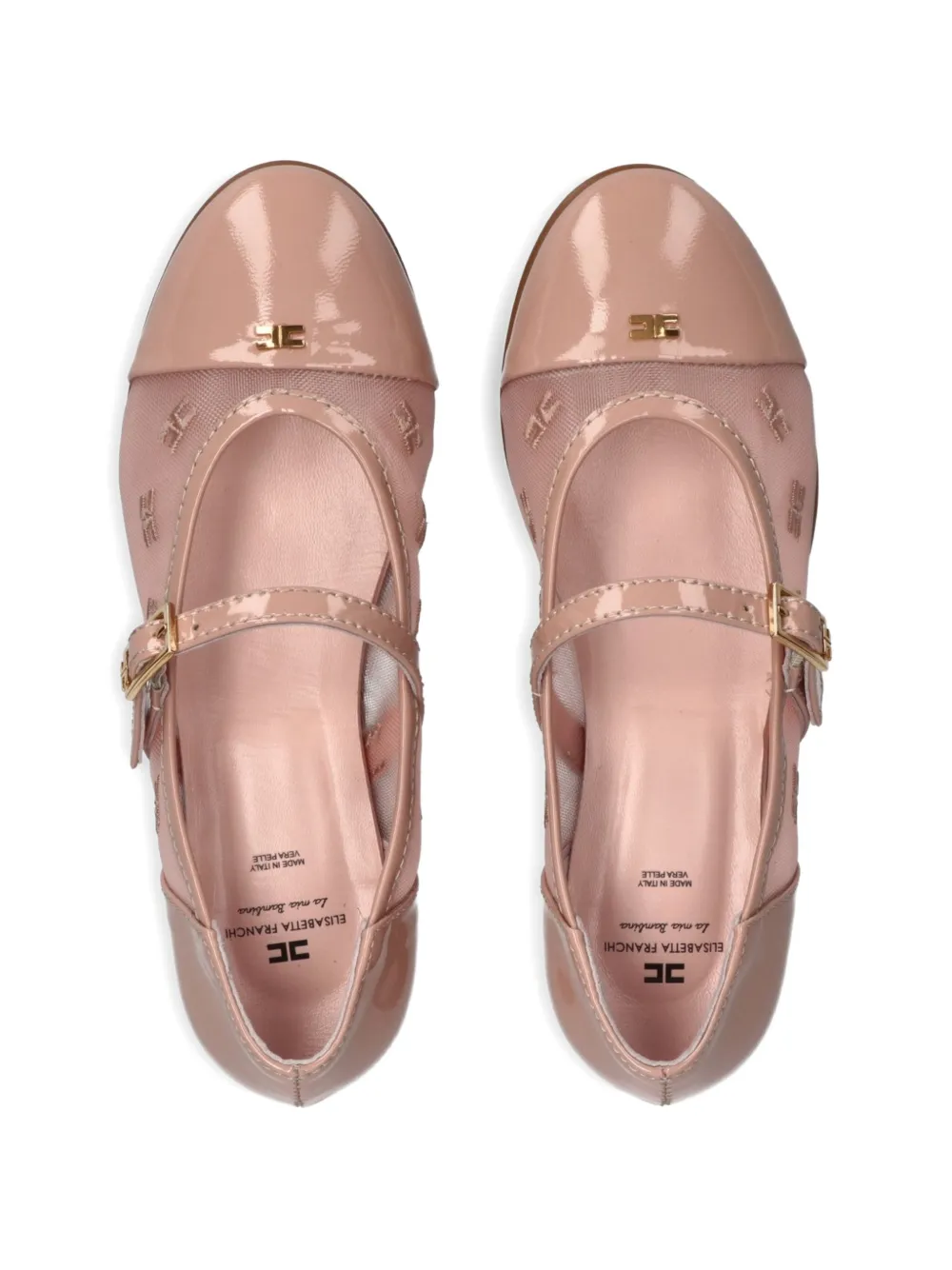 Elisabetta Franchi La Mia Bambina buckle-detail ballerinas Beige