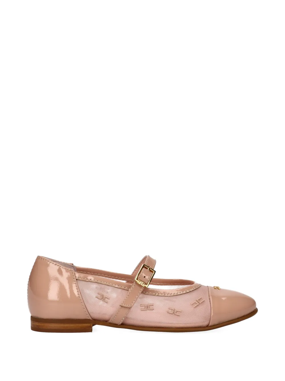 Elisabetta Franchi La Mia Bambina buckle-detail ballerinas Beige