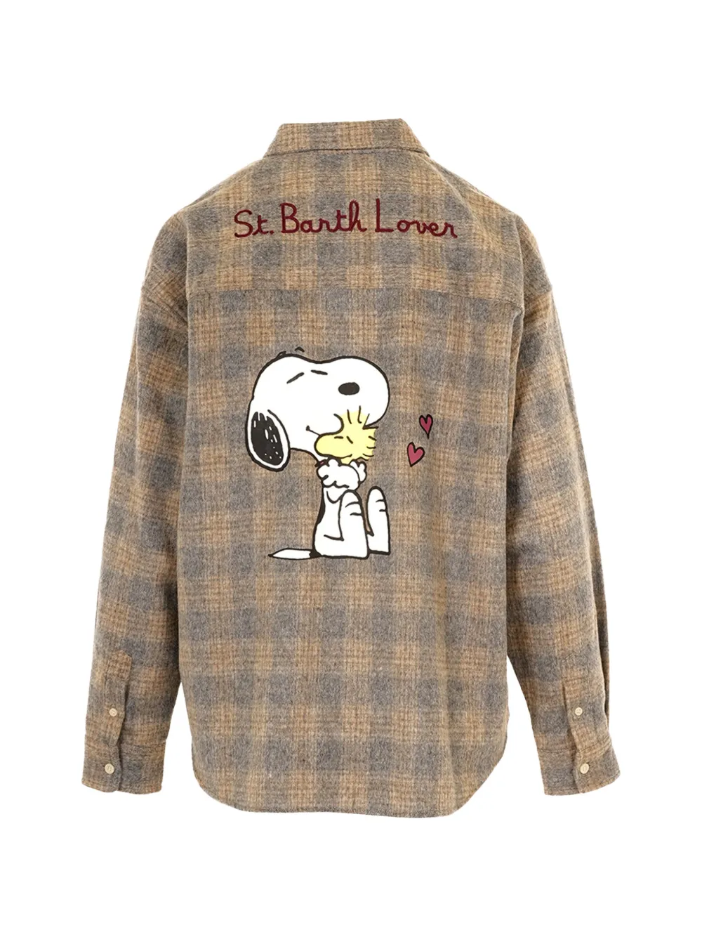 MC2 Saint Barth Geruite blouse met Snoopy-print Beige