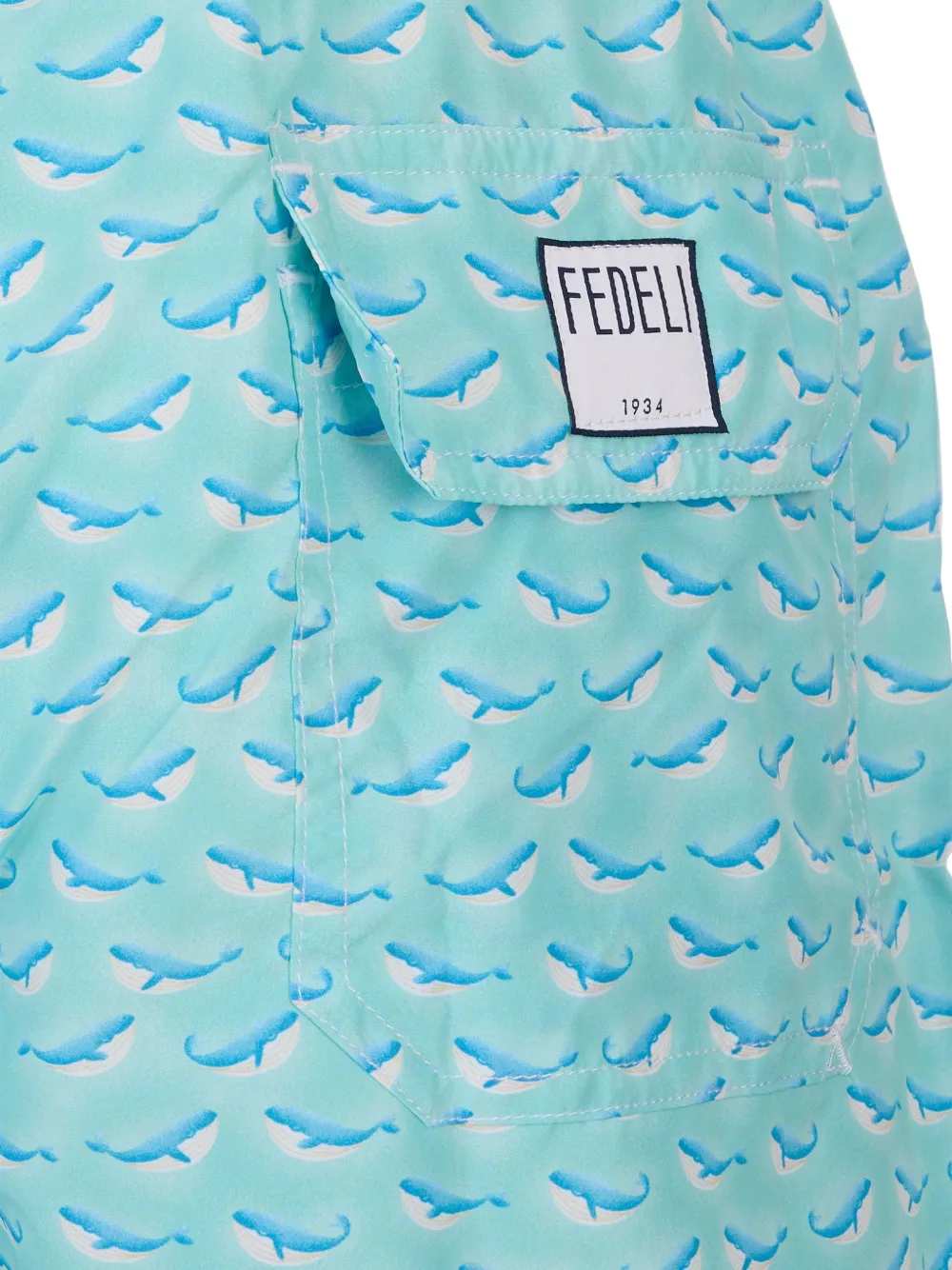 Fedeli Zwembroek met walvisprint en trekkoord Blauw