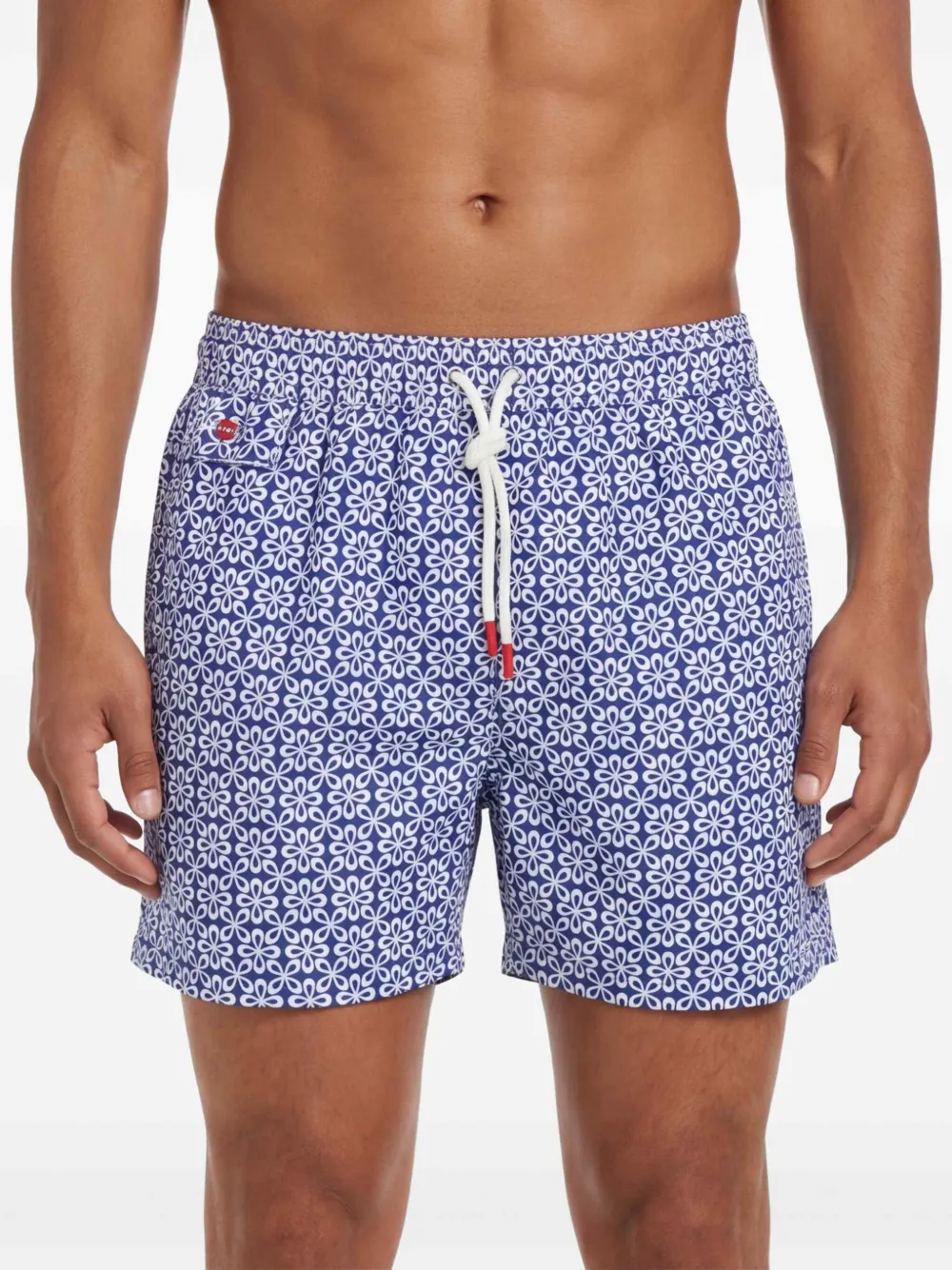 Kiton Zwembroek met bloemenprint Blauw