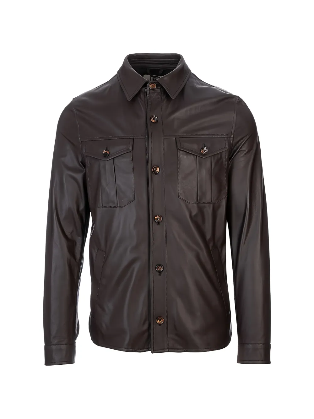 Kired flap-pocket overshirt - Marrone