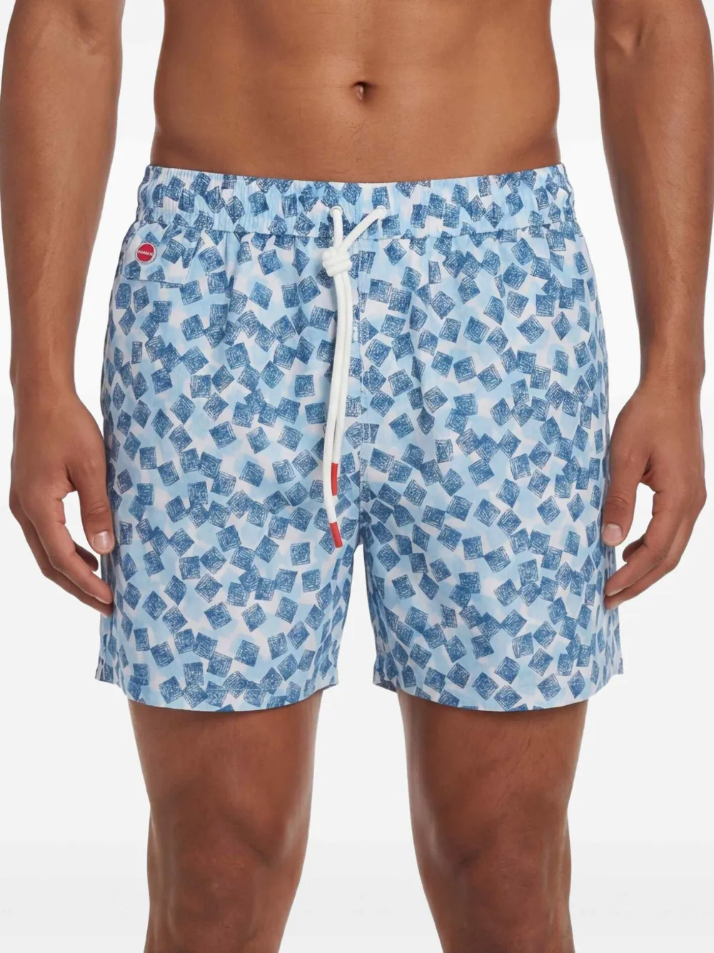 Kiton Zwembroek met geometrische print Blauw