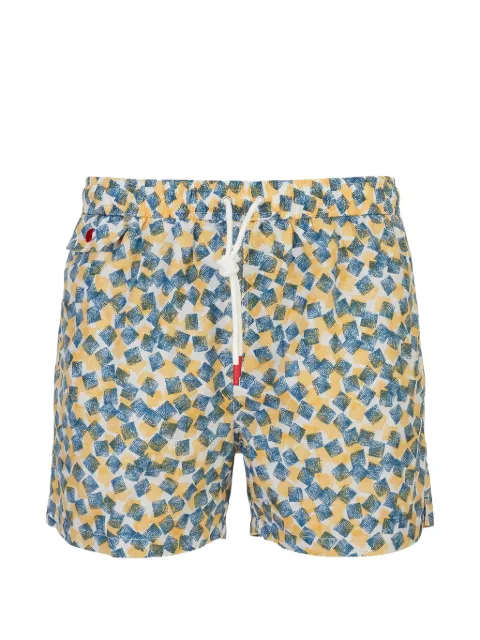 Kiton geometric-print swim shorts