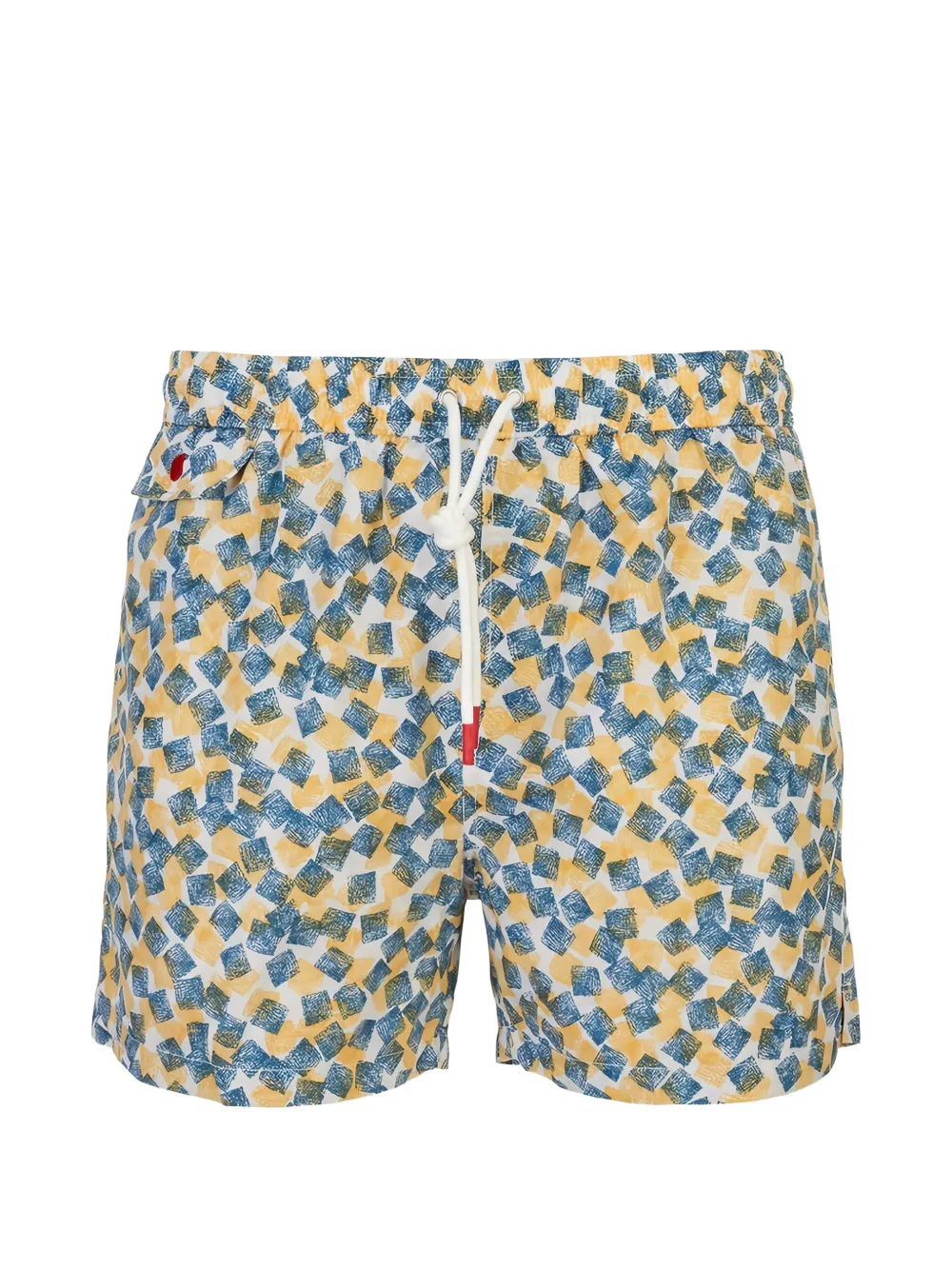 Kiton geometric-print swim shorts - Bianco